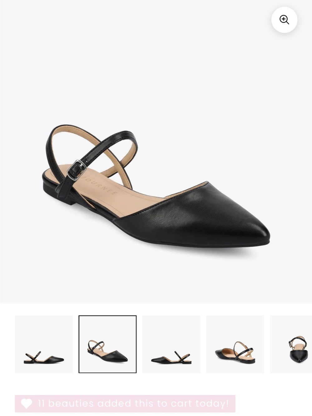 Journee Collection Black Pointed Slingback Flats